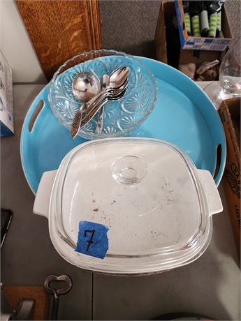 Misc Kitchen, 8" square Corning Ware with Lid