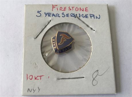 Firestone 5yr. Service Pin Stamped 10KT.
