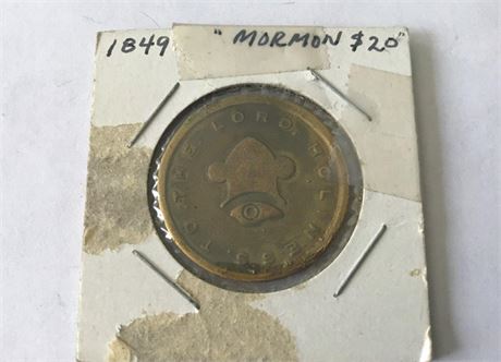 1849 Mormon $20 Coin