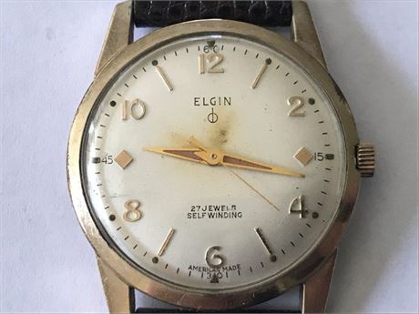 Elgin 27 Jewels Selfwinding Stamped 10k Rolled Gold Plate Bezel Watch