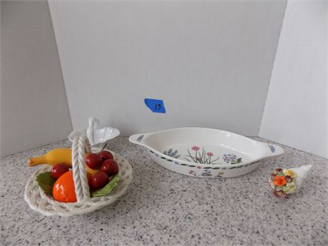 Italy Capodimonte Fruit Basket, Kent Pottery, Dish, Gerold Porzellan, Bone China