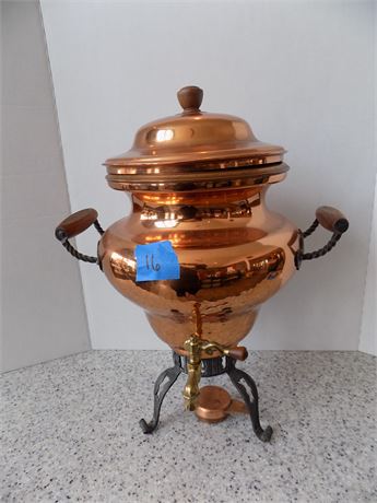 Vintage Stockli Nestal Swiss Copper Samovar with Warmer Drink Dispenser