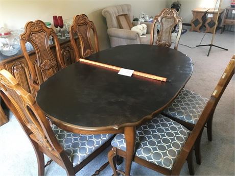 Dinner Table with 6 Chairs & Leaf (resurfaced top)