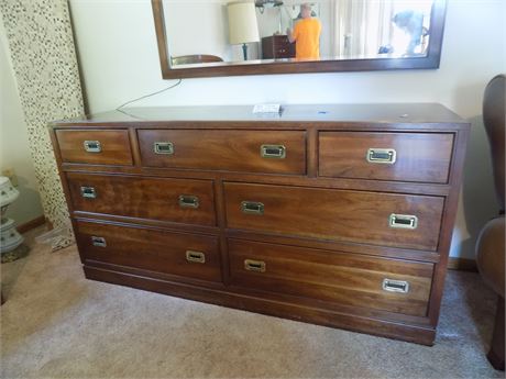 Mid-Century 7-Drawer Ethan Allen Dresser with Brass Pulls