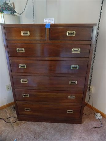 Mid-Century 7-Drawer Ethan Allen Dresser with Brass Pulls
