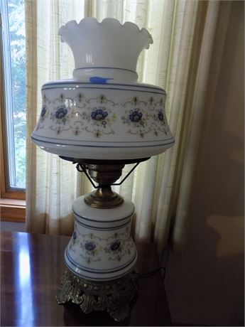 Vintage Abigail Adams Collection, Blue Floral Hurricane Table Lamp, 20"