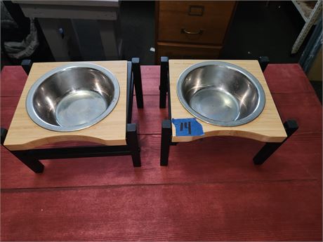 2 Raised Dog Bowls