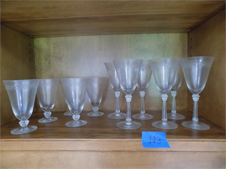 Etched Glassware, Stem and Water