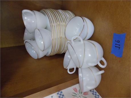 Glass mugs and Plates with Gold Trim