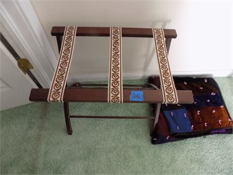 Wood Luggage Rack, Handmade Blanket