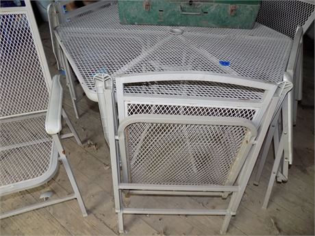 Outdoor Metal Table and 5 Folding Metal Chairs