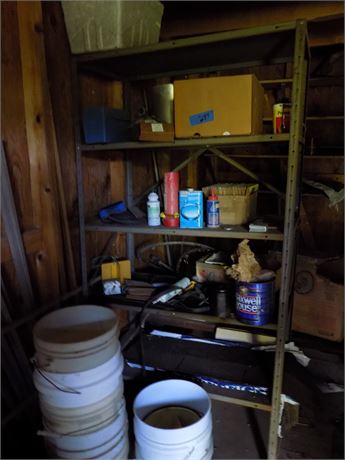 Metal Shelf and Contents