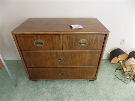 Vintage Mid-Century Small Dresser with Brass Pulls
