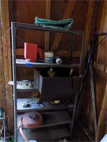Metal Shelf and Contents