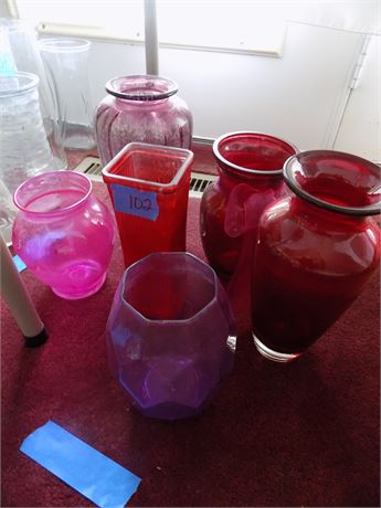 Glass Vases, Red, Pinks