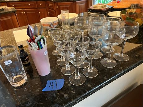 Wine Glass and Stirrer Lot