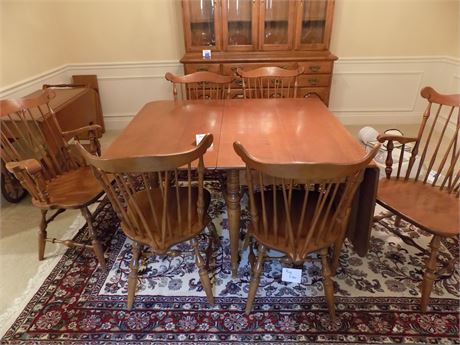 Wood Dining Table, 6 chairs, leaves, drop sides, Temple Stuart