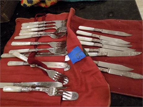 Formal Siverware Set, 1847 Roger Bros, Mother of Pearl Handles
