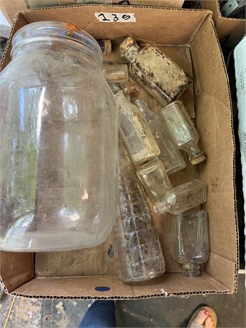 Miscellaneous glass bottles.