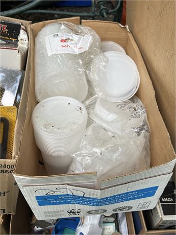 Box plastic bowls.