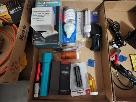 Blood Pressure Monitor w/ adapter, flashlights
