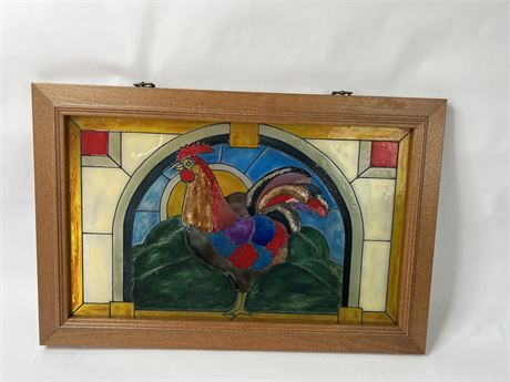 Painted Glass Rooster