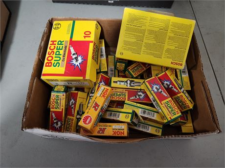 Large lot of spark plugs. NGK and Bosch