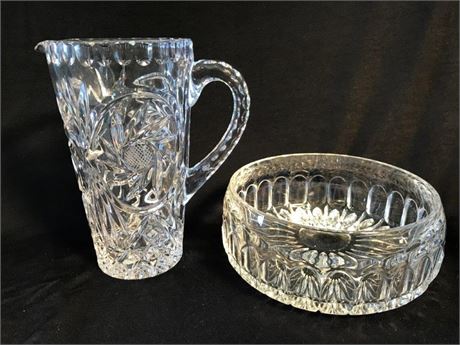 Crystal Pitcher & Salad Dish