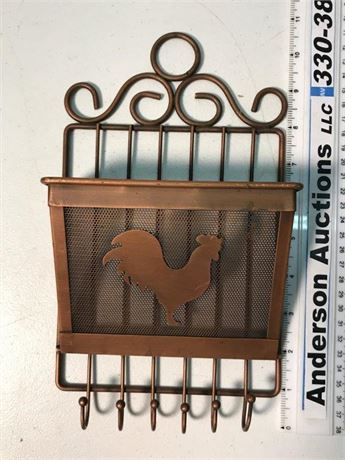 Metal Chicken Themed Wall Basket/Hanger
