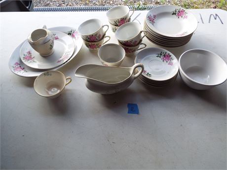 Pink Floral Dish Set