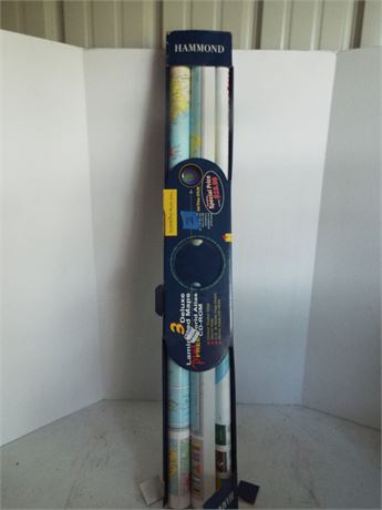 Laminated Deluxe Maps, Hammond World Atlas, 3