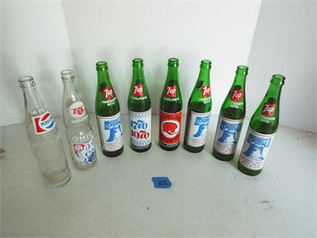 Collectible Soda Bottles, 1976 7UP, "Browns", RC, Pepsi