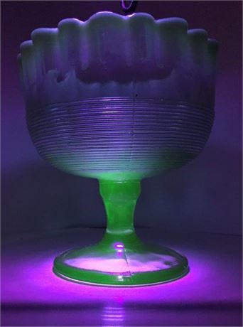Green Ruffle Top Glass Dish