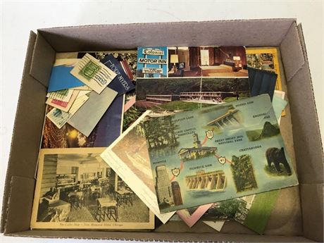 Flat of Post Cards & Stamps