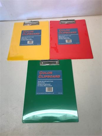 3 Plastic Clip Boards