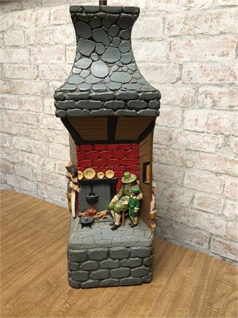 Vintage Rustic/Pilgram Scene Lamp