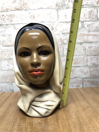 Vintage Marwal Chalkware Woman Head