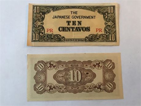 2 Japanese Government Ten Centavos