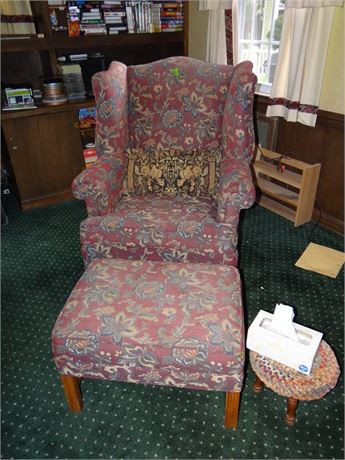 Upholstered Chair with Ottoman