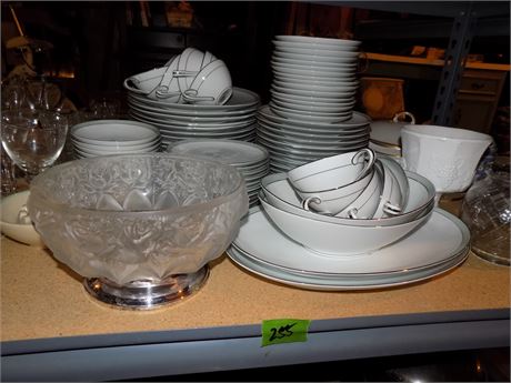 Shelf Lot, Plates, Glasses, Serving Dishes