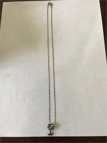 Necklace Stamped 925 Italy with Palm Tree Pendant