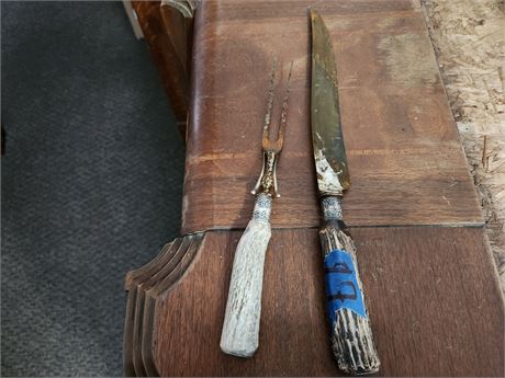 Stag Handle Serving Fork and Knife