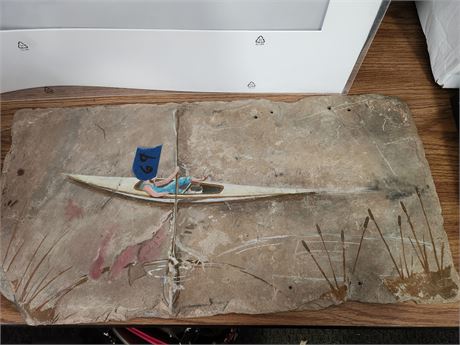 Kayak painting on Slate