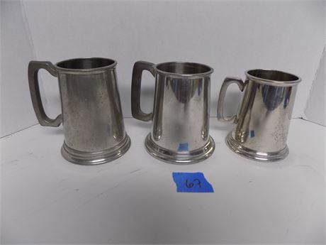 3 Pewter Mugs