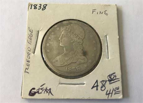 1838 Reeded Edge US Half Dollar Coin