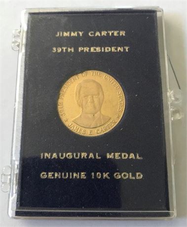 Labeled Genuine 10K Gold Jimmy Carter 38th President Inaugural Medal
