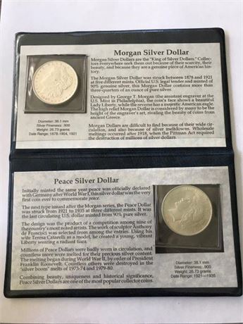 Morgan(1887) & (1922)Peace Silver Dollar Set