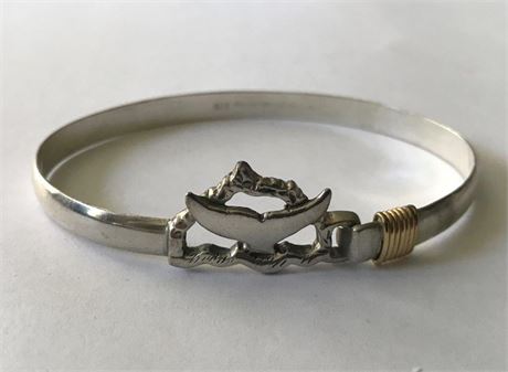 Whale Tail Themed Stamped 14K SS MD Orginals 7.75 Bracelet