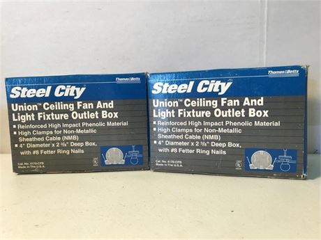 2 Steel City Union Ceiling Fan & Light Fixture Outlet Boxes (#3)