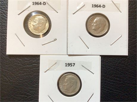 1964-D, 1957, 1964-D Roosevelt Dimes